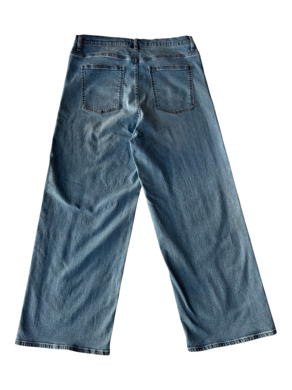 Uniqlo High Rise Wide Straight Leg Jeans Medium Wash Blue Denim Size 32 - Picture 3 of 15